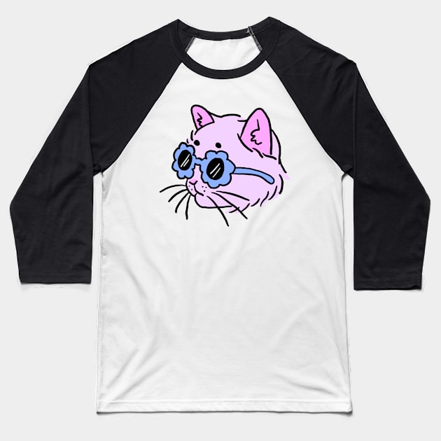 cool cat with sunglasses Baseball T-Shirt by cmxcrunch